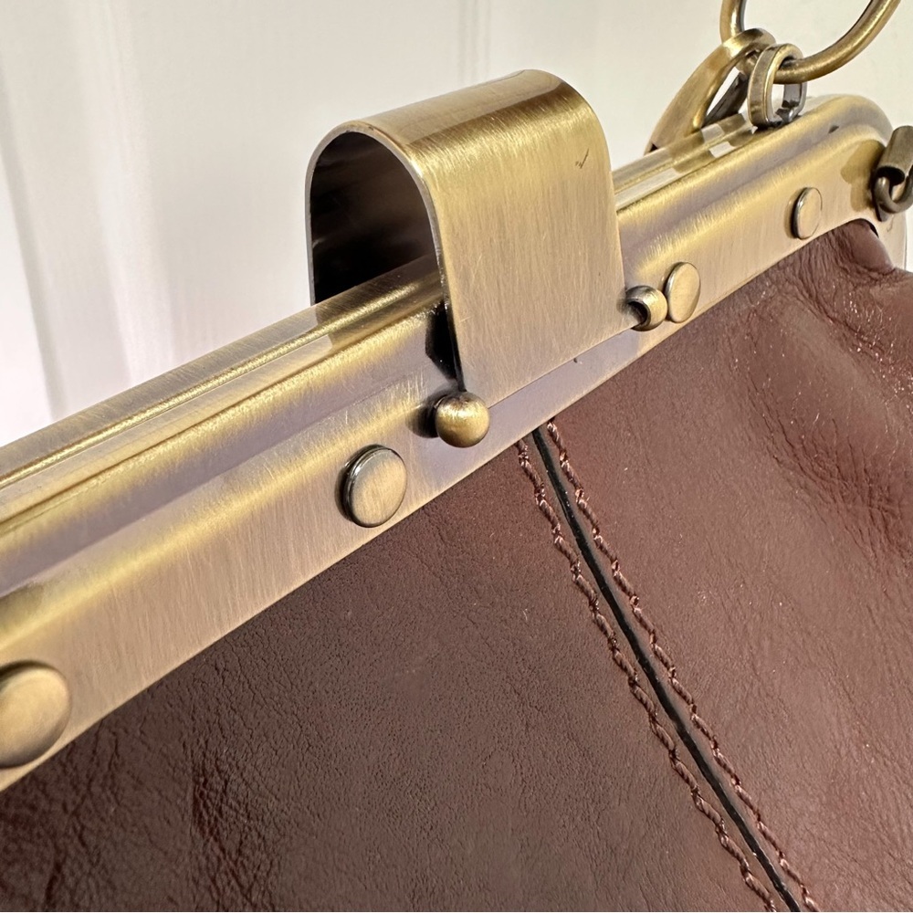 Gianni Conti Doctor Handbag | Brown Leather & Brass | NWT - Picture 9 of 16